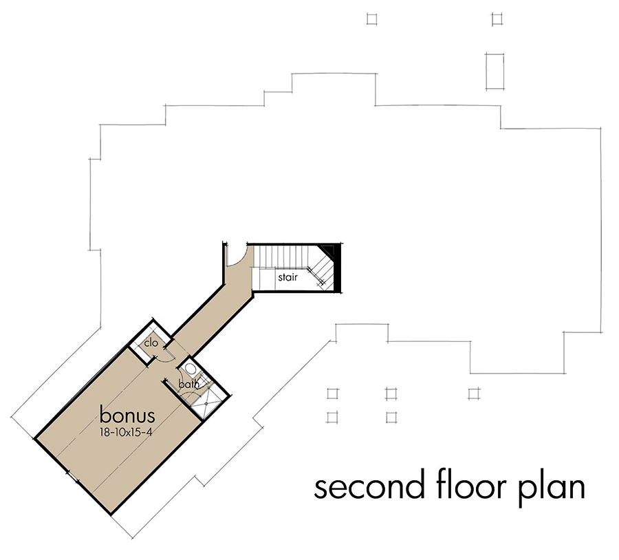 Floor Plan Bonus Room of Country Plan #117-1128