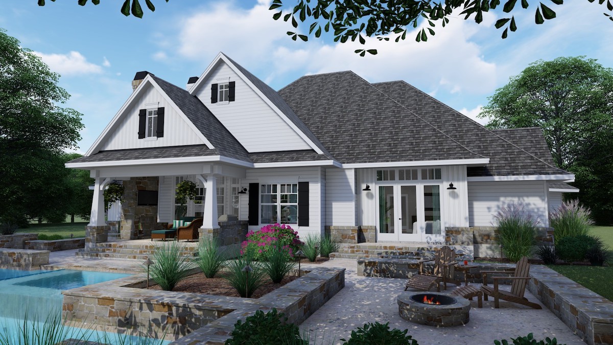 Home Plan Rear Elevation of this 3-Bedroom,2504 Sq Ft Plan -117-1128