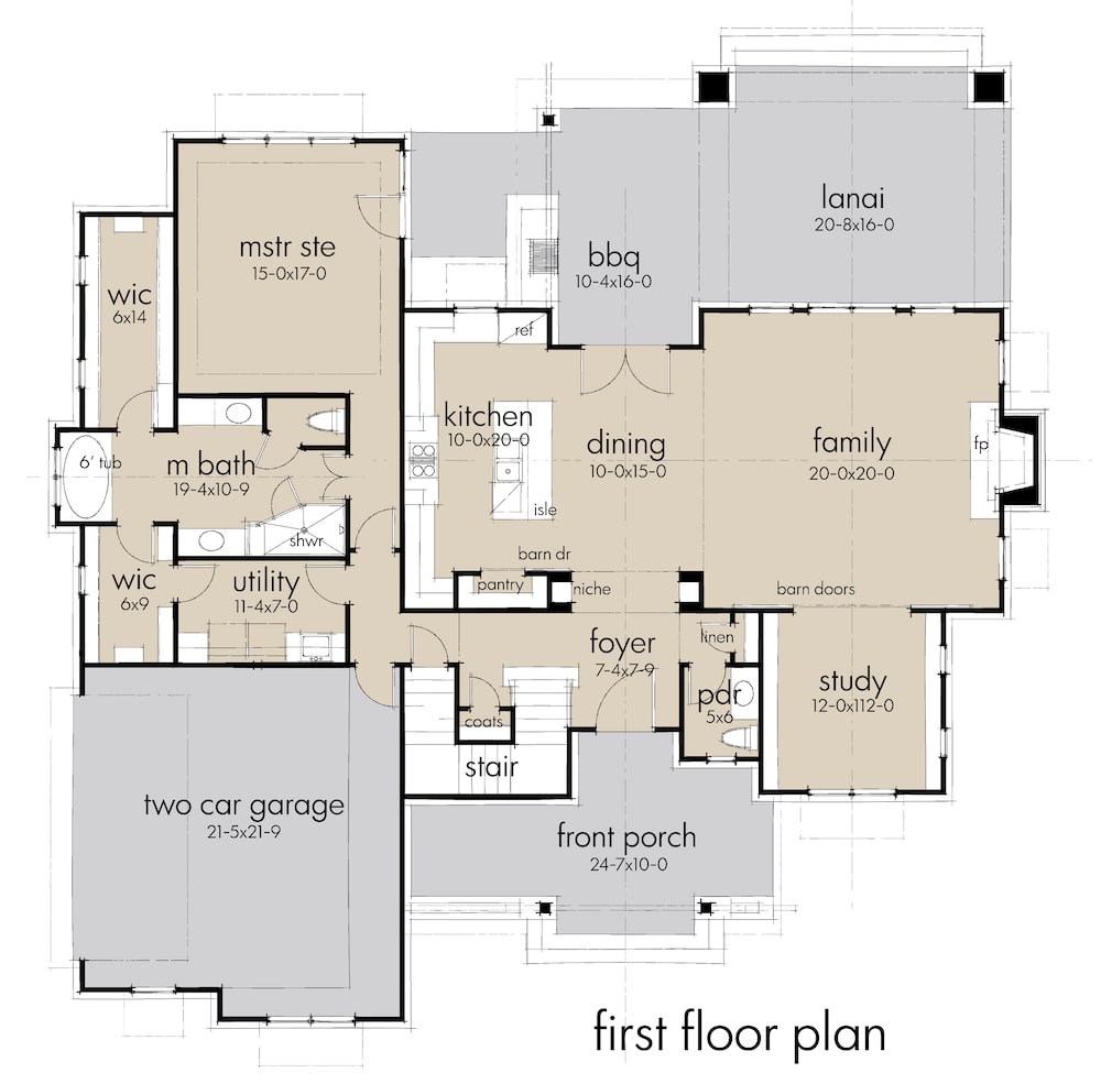 Floor Plan Main Level of Cape Cod Plan #117-1129