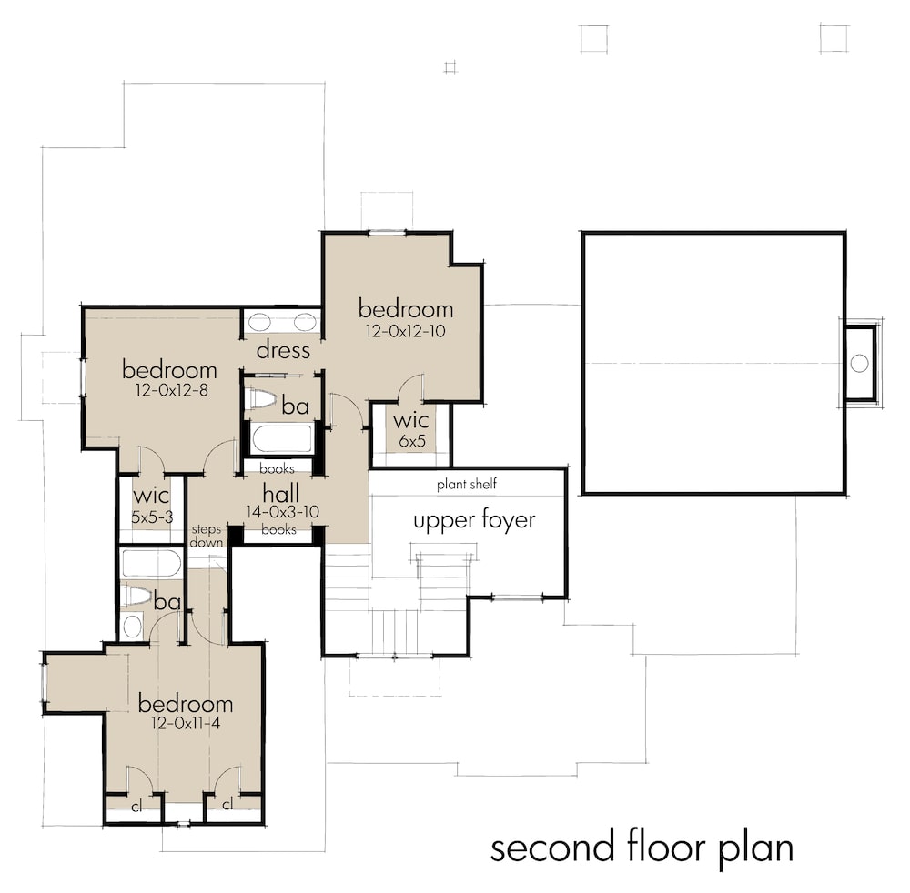 Floor Plan Upper Level of Cape Cod Plan #117-1129