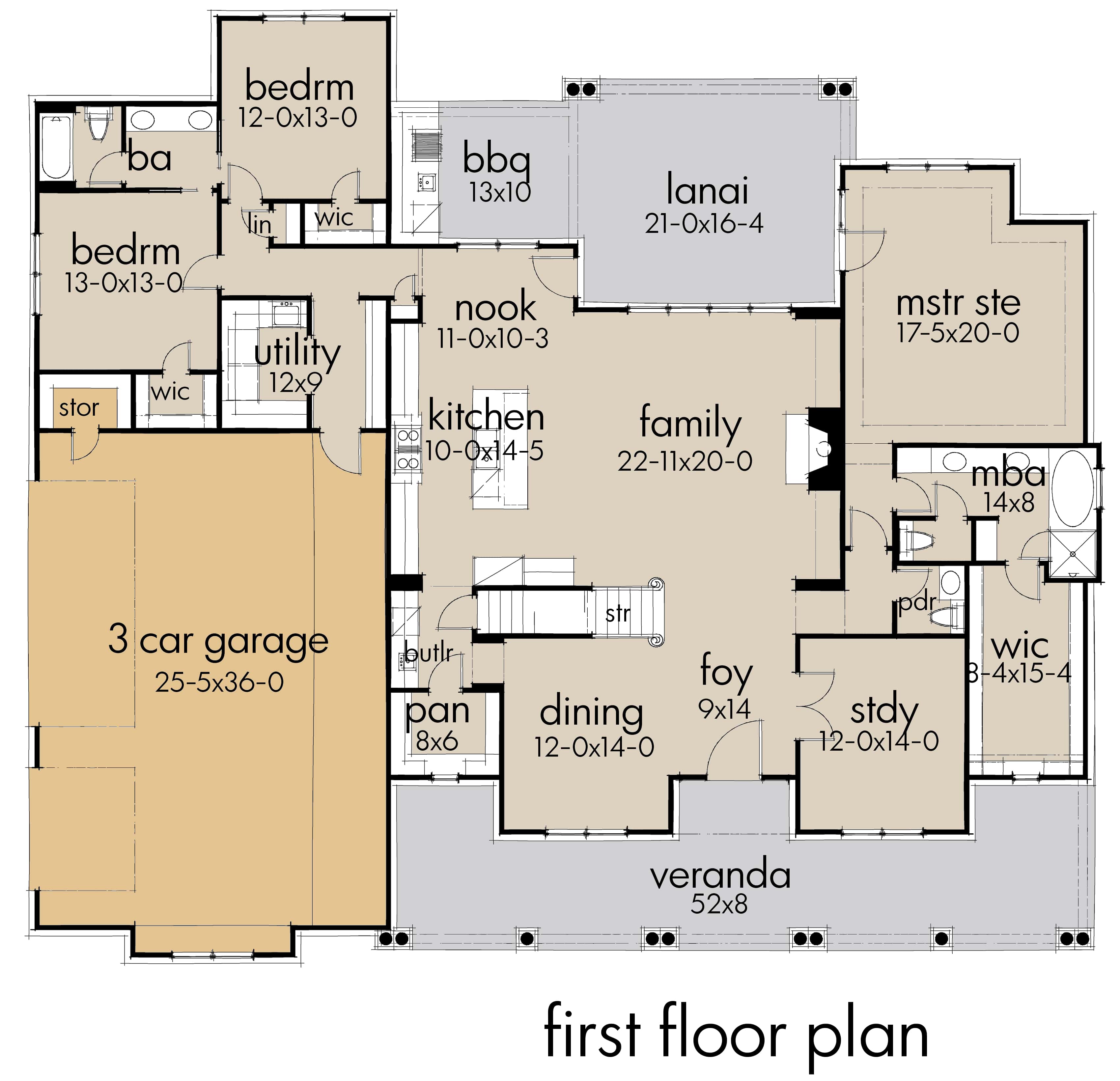 Floor Plan Main Level of Transitional Plan #117-1132