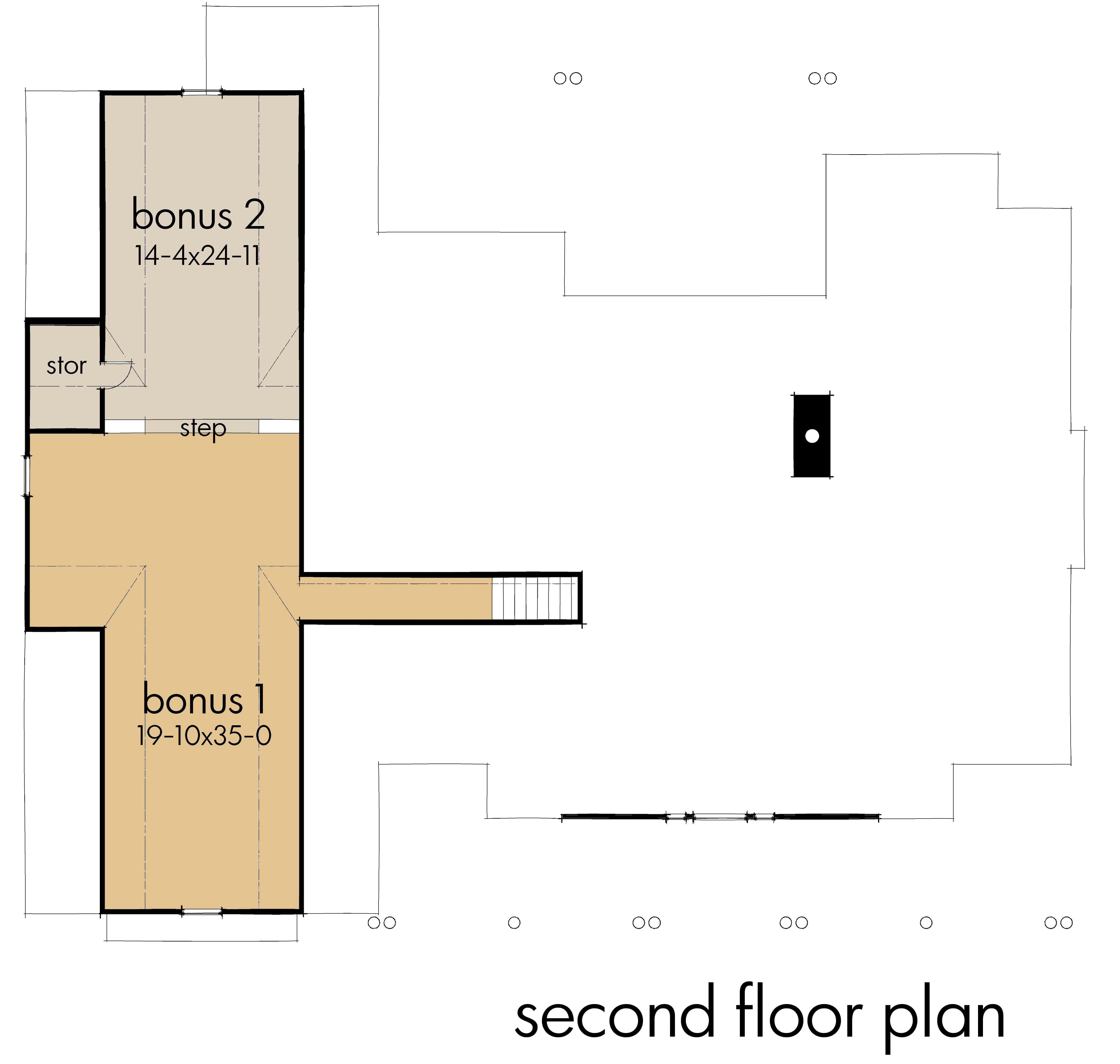 Floor Plan Bonus Room of Transitional Plan #117-1132