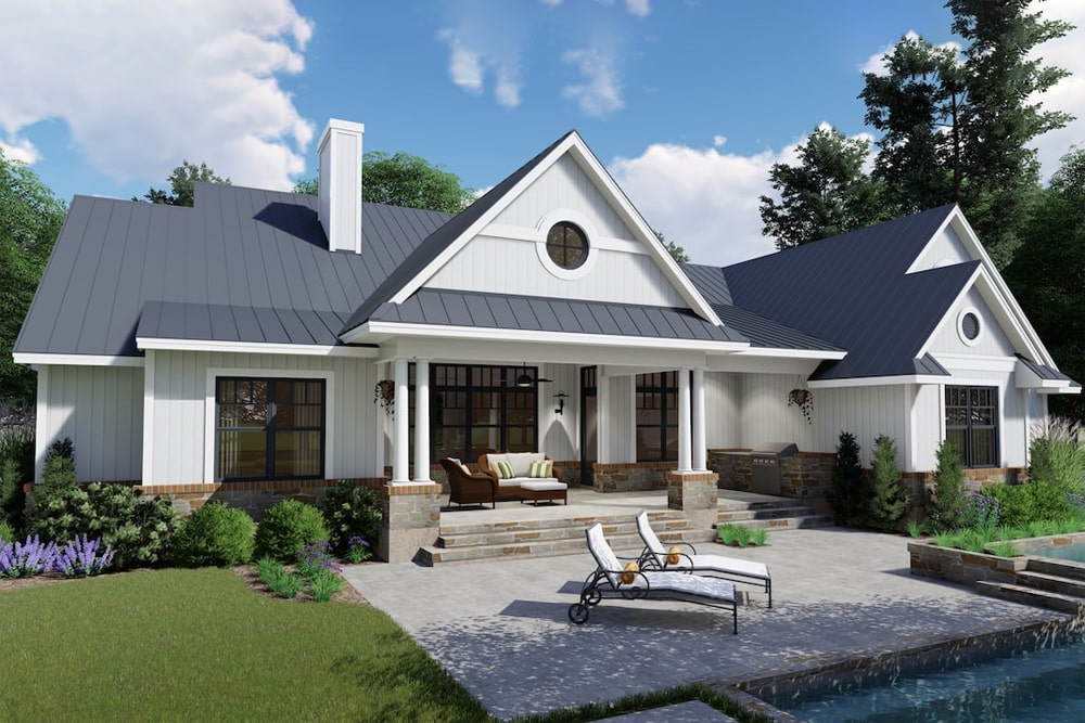 Home Plan Rear Elevation of this 3-Bedroom,2787 Sq Ft Plan -117-1132
