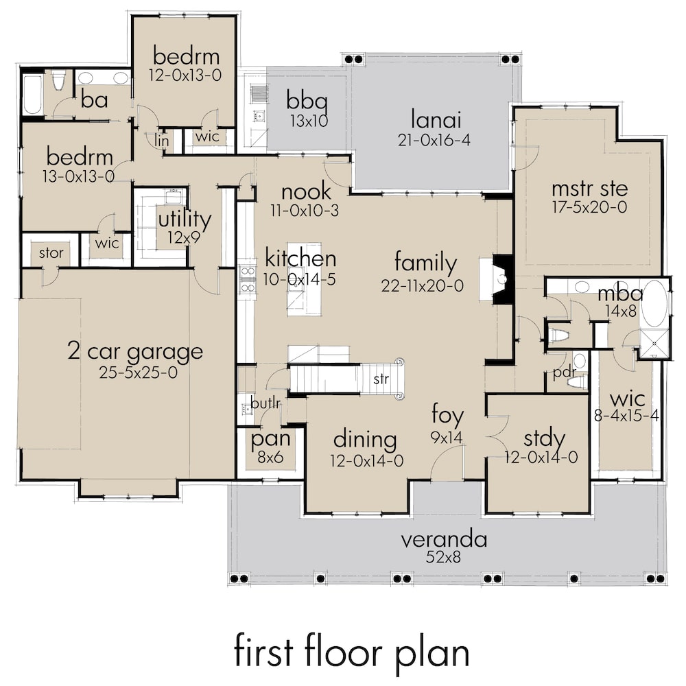 Floor Plan Main Level of Transitional Plan #117-1132
