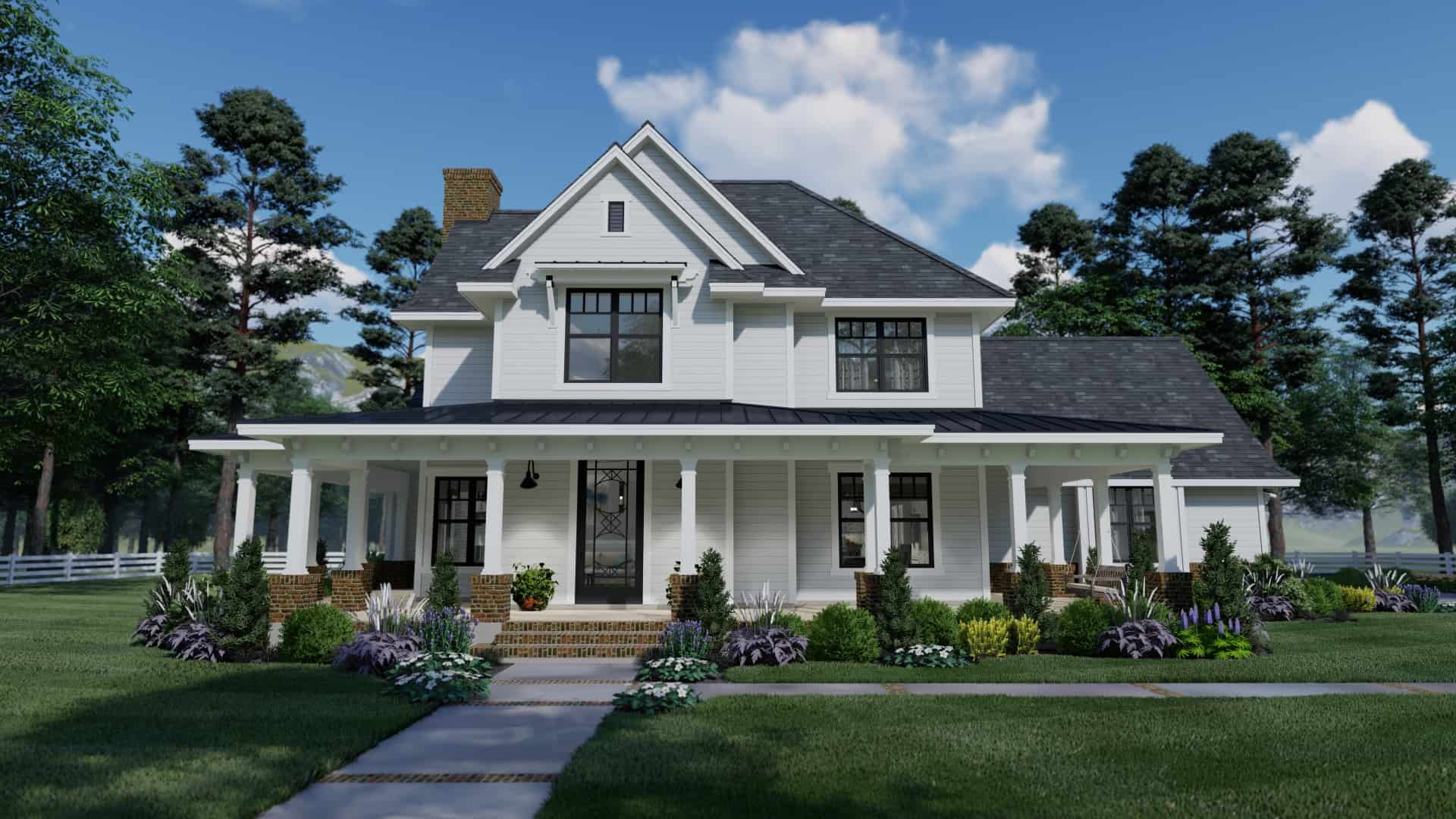 Front elevation of Farmhouse home (ThePlanCollection: House Plan #117-1134)