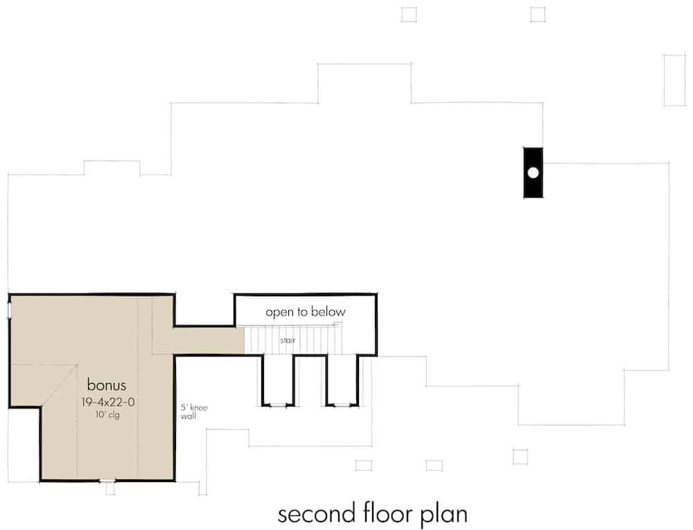 Floor Plan Bonus Room of European Plan #117-1136