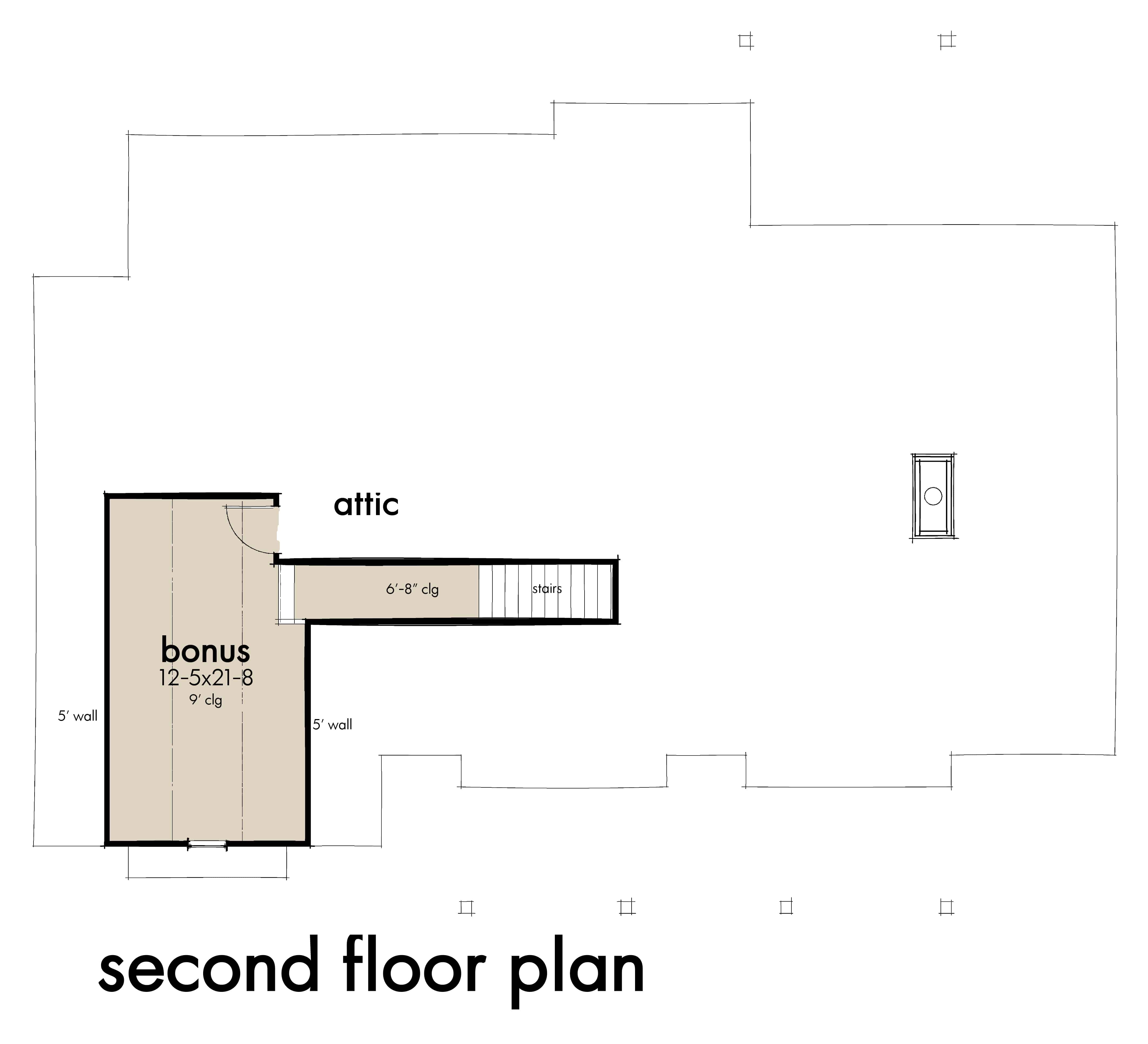 Floor Plan Upper Level of Ranch Plan #117-1137