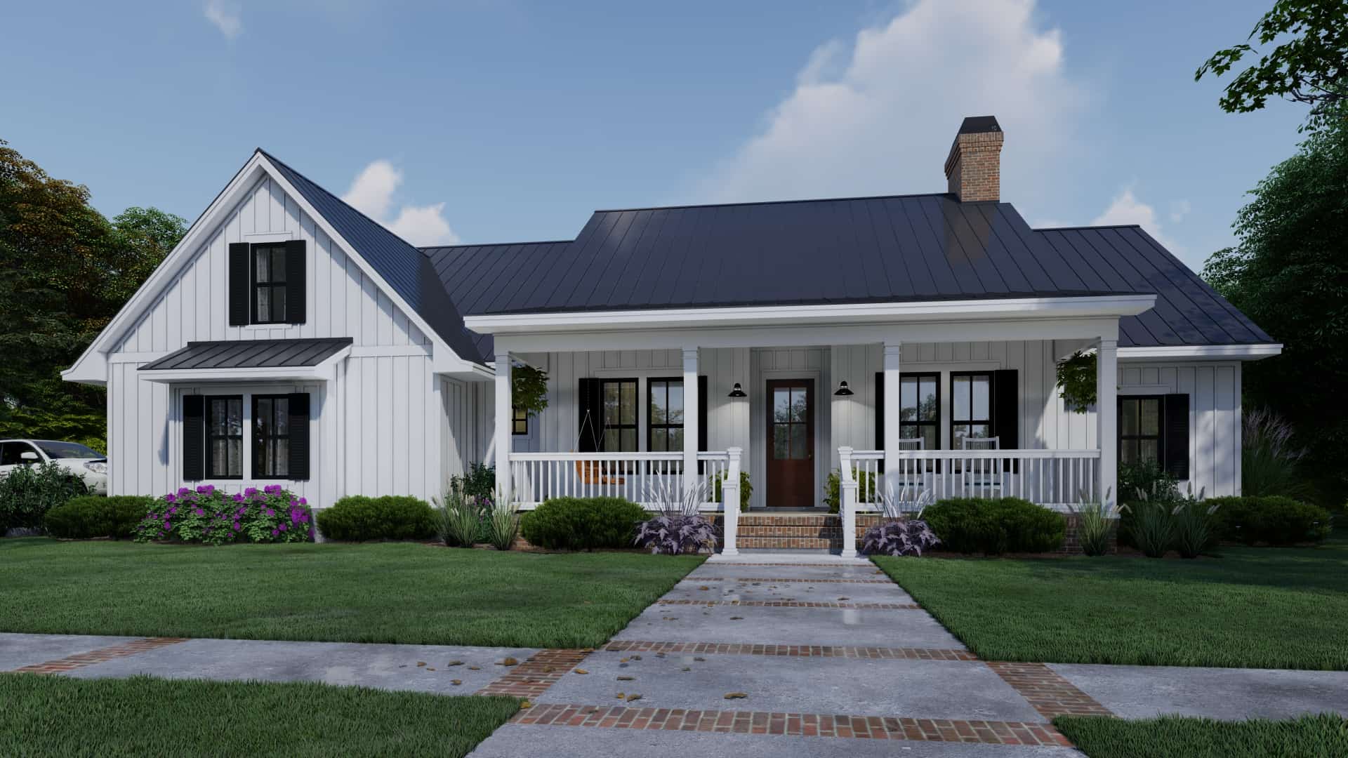 Front elevation of Farmhouse home (ThePlanCollection: House Plan #117-1137)