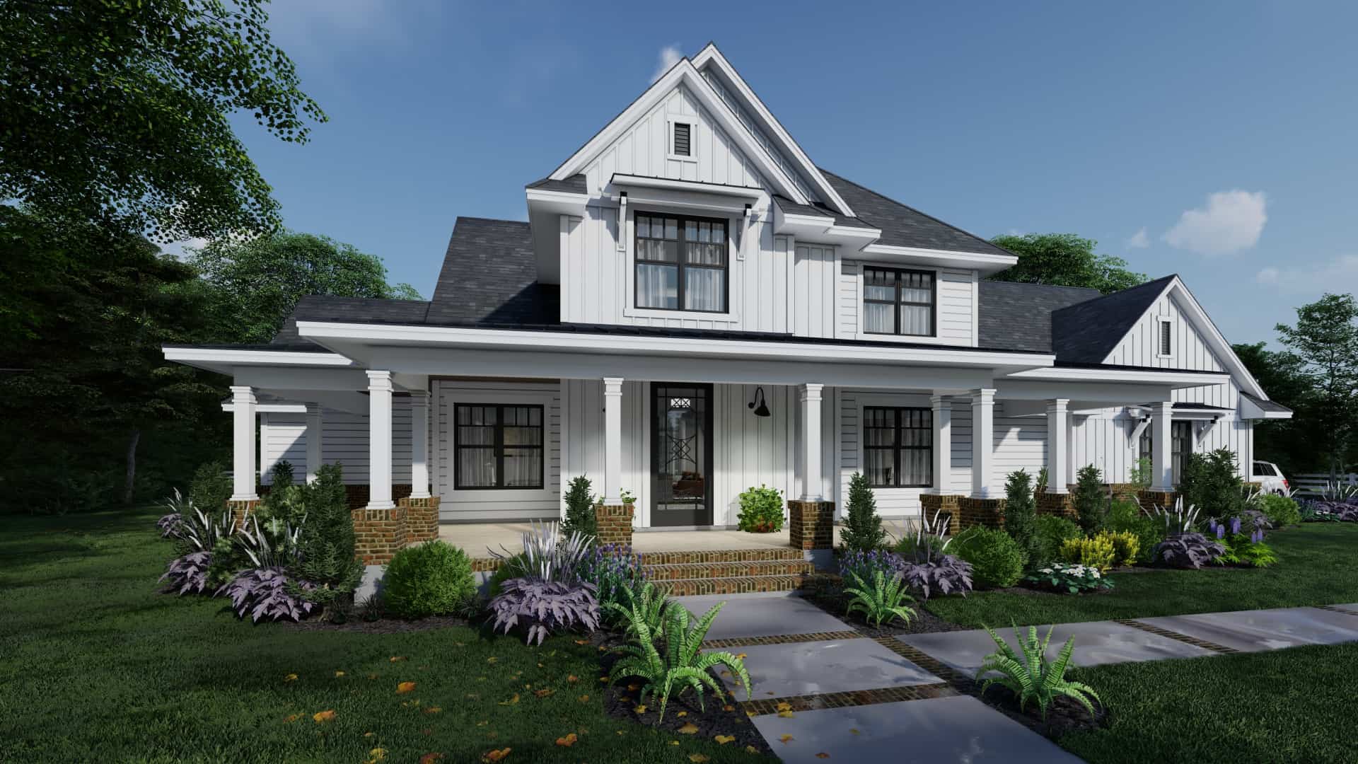 Farmhouse home (ThePlanCollection: Plan #117-1138)