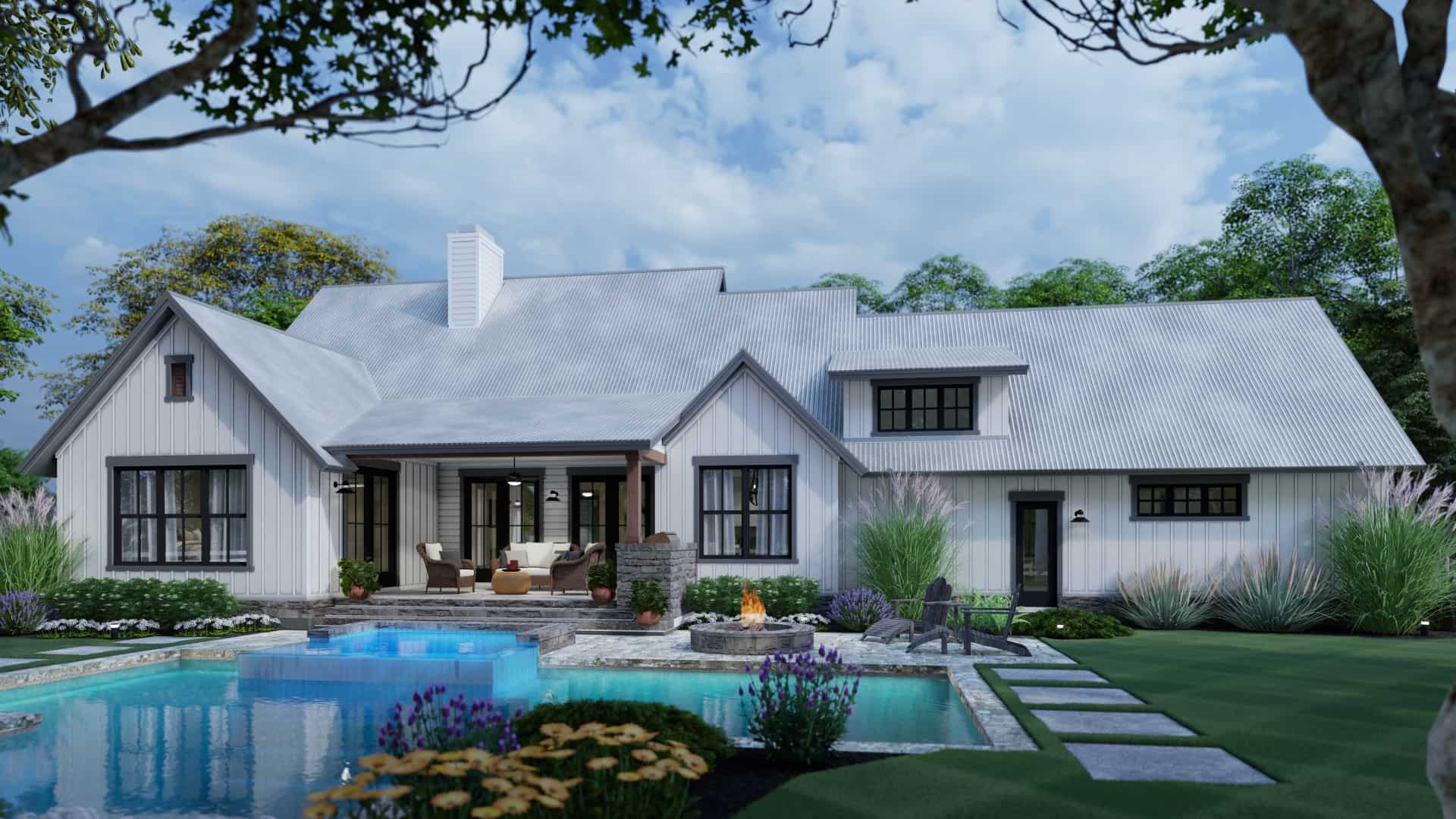 Rear View of this 3-Bedroom, 1988 Sq Ft Plan - 117-1139