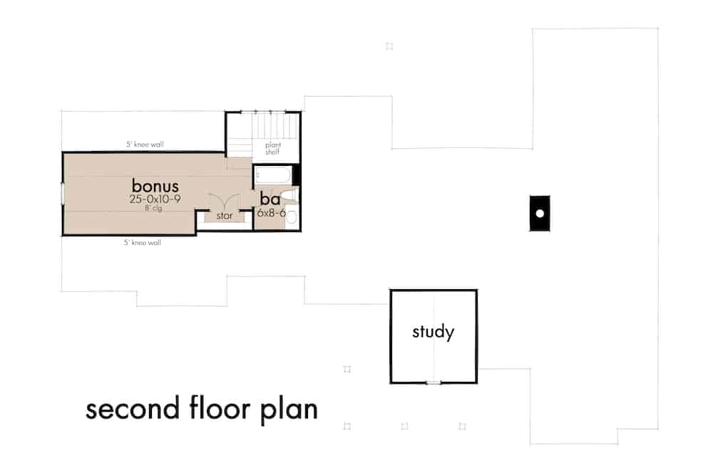 Floor Plan Bonus Room of Farmhouse Plan #117-1139