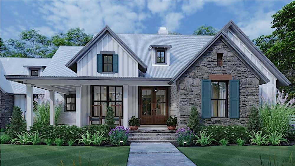 Farmhouse home (ThePlanCollection: House Plan #117-1139)