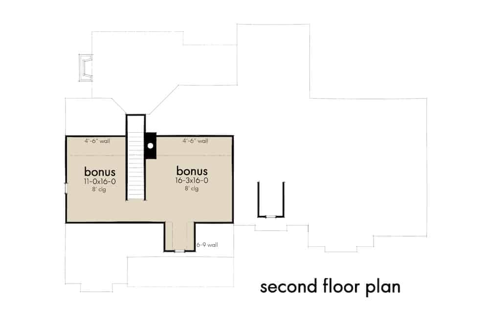 Floor Plan Bonus Room of Ranch Plan #117-1140