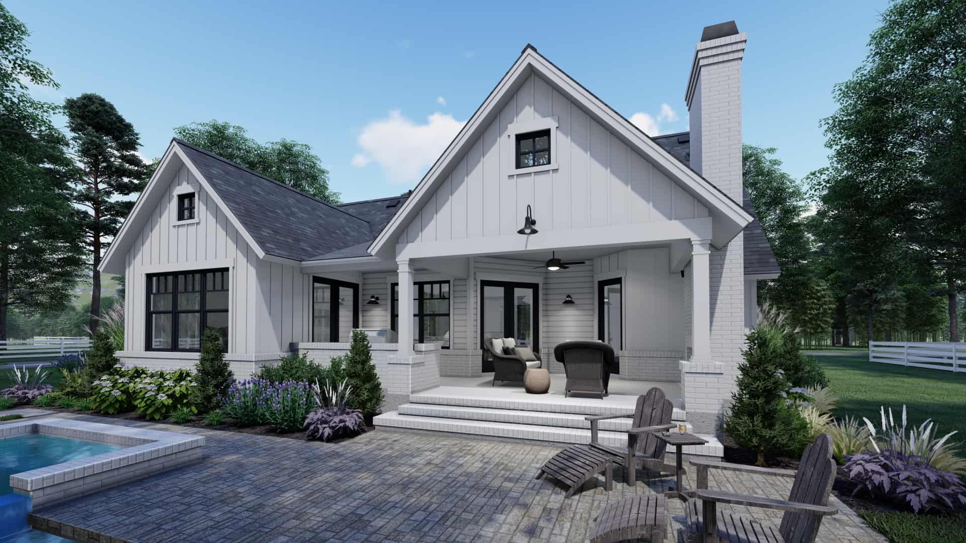 Rear View of this 3-Bedroom, 1486 Sq Ft Plan - 117-1140