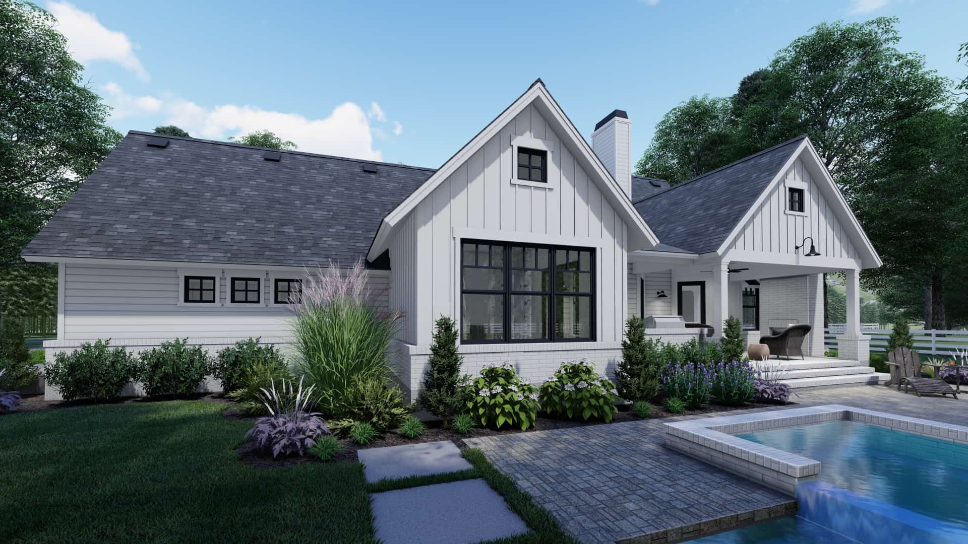 Rear View of this 3-Bedroom, 1486 Sq Ft Plan - 117-1140