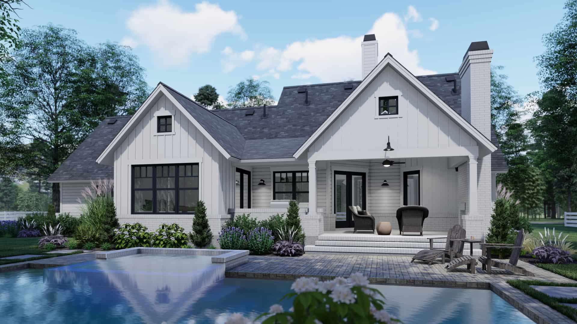 Rear View of this 3-Bedroom, 1486 Sq Ft Plan - 117-1140