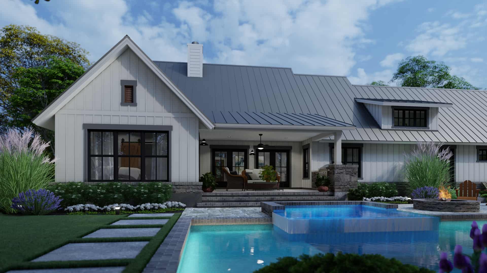 Rear View of this 3-Bedroom, 1742 Sq Ft Plan - 117-1141