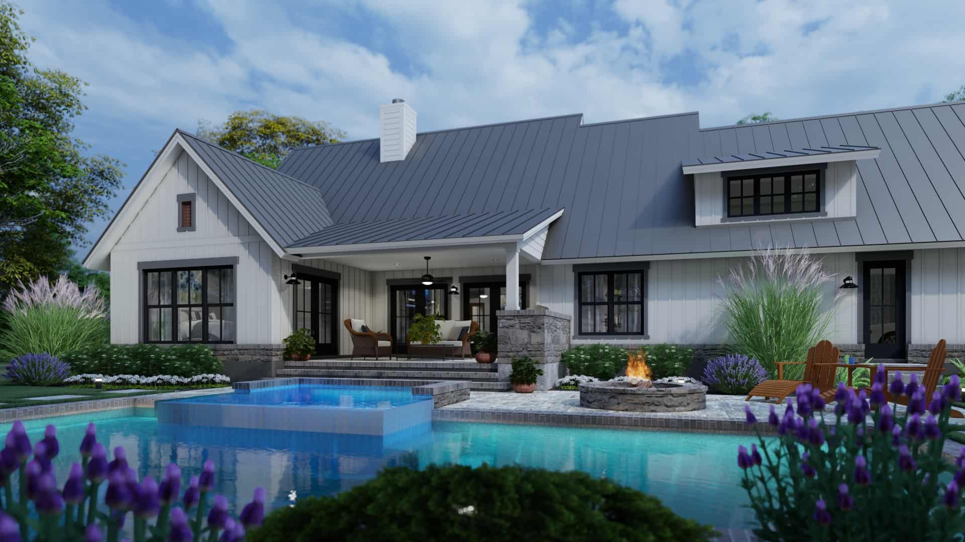 Rear View of this 3-Bedroom, 1742 Sq Ft Plan - 117-1141