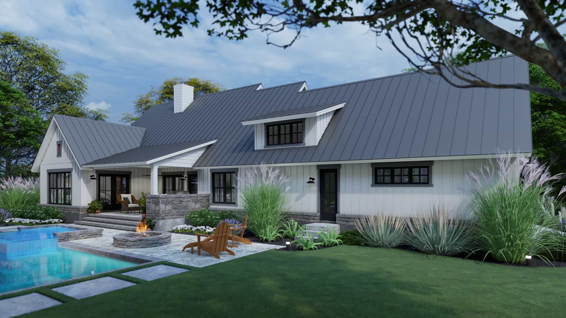 Rear View of this 3-Bedroom, 1742 Sq Ft Plan - 117-1141