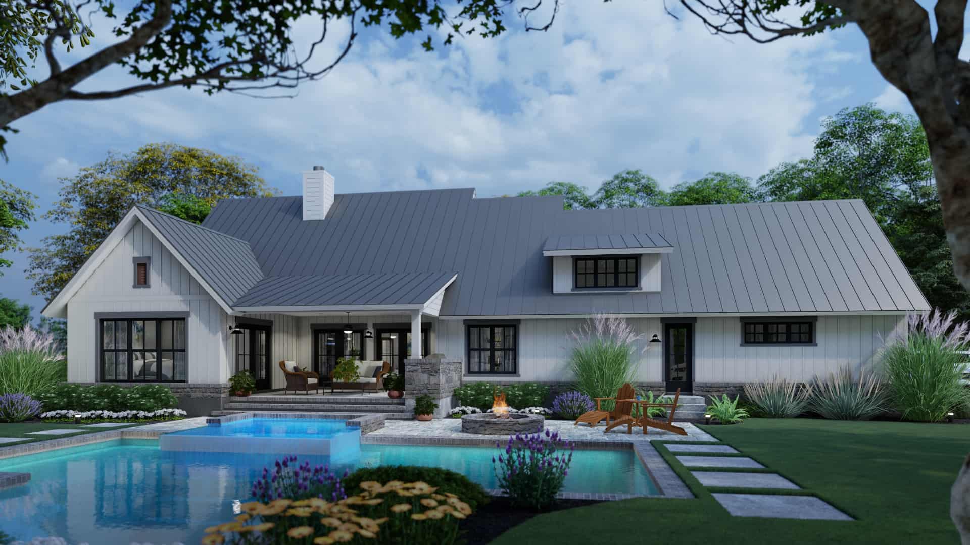 Rear View of this 3-Bedroom, 1742 Sq Ft Plan - 117-1141