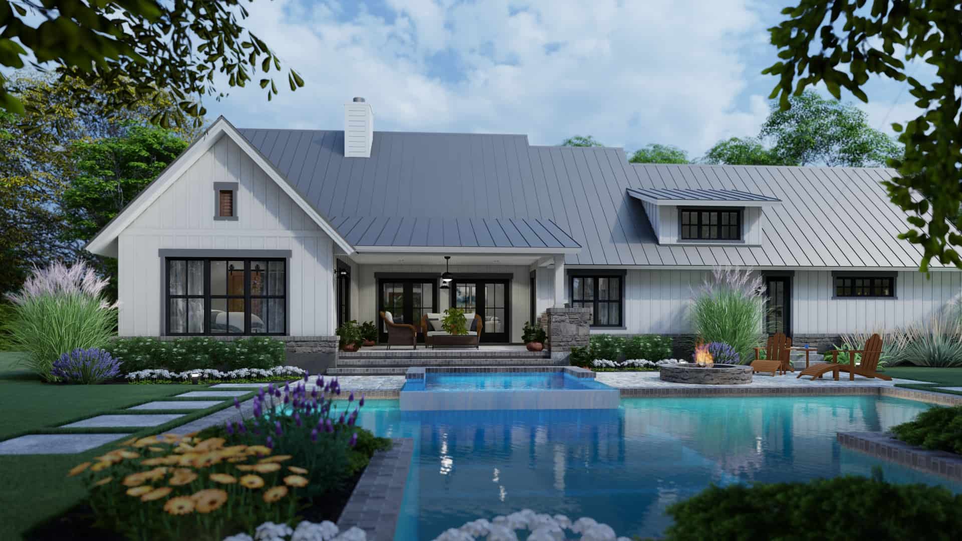 Rear View of this 3-Bedroom, 1742 Sq Ft Plan - 117-1141
