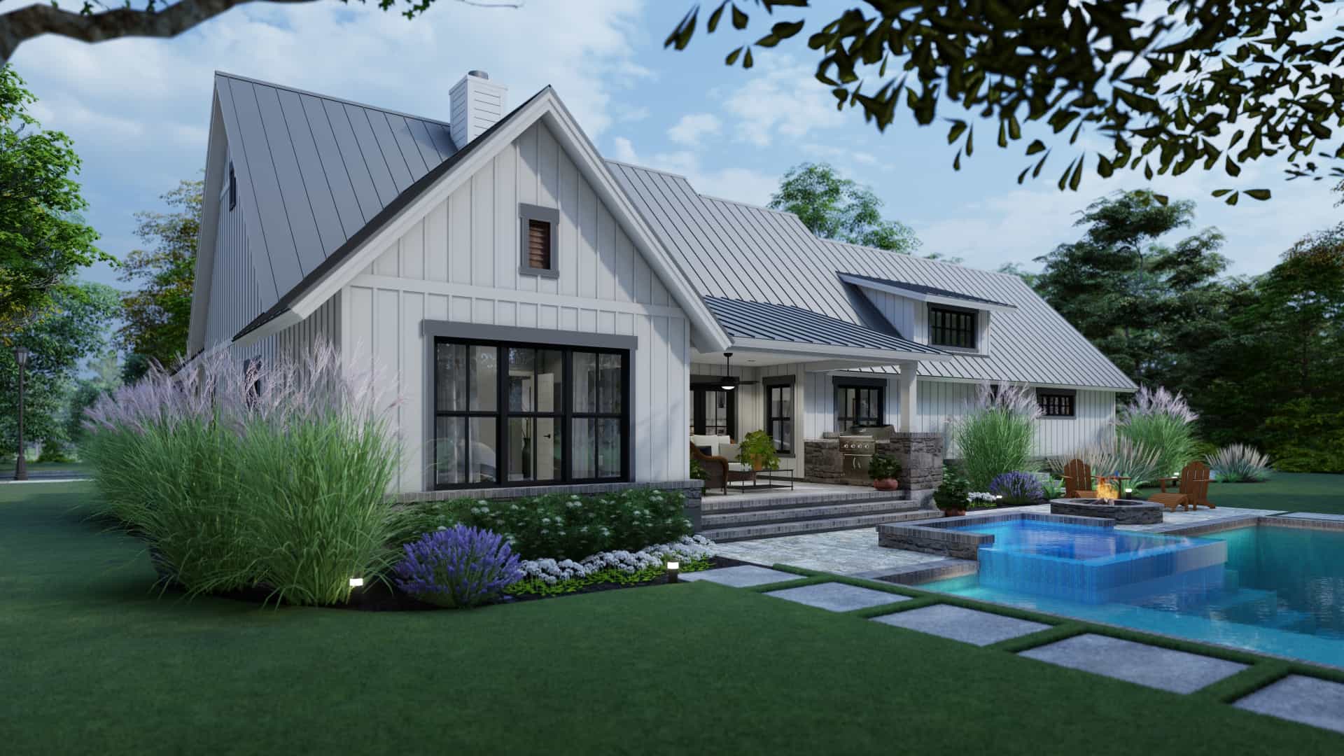 Rear View of this 3-Bedroom, 1742 Sq Ft Plan - 117-1141