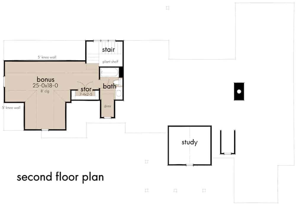 Floor Plan Bonus Room of Ranch Plan #117-1141