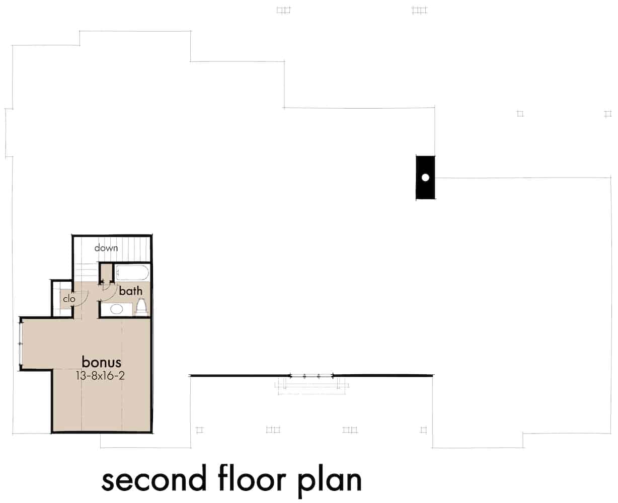 Floor Plan Bonus Room of Ranch Plan #117-1142