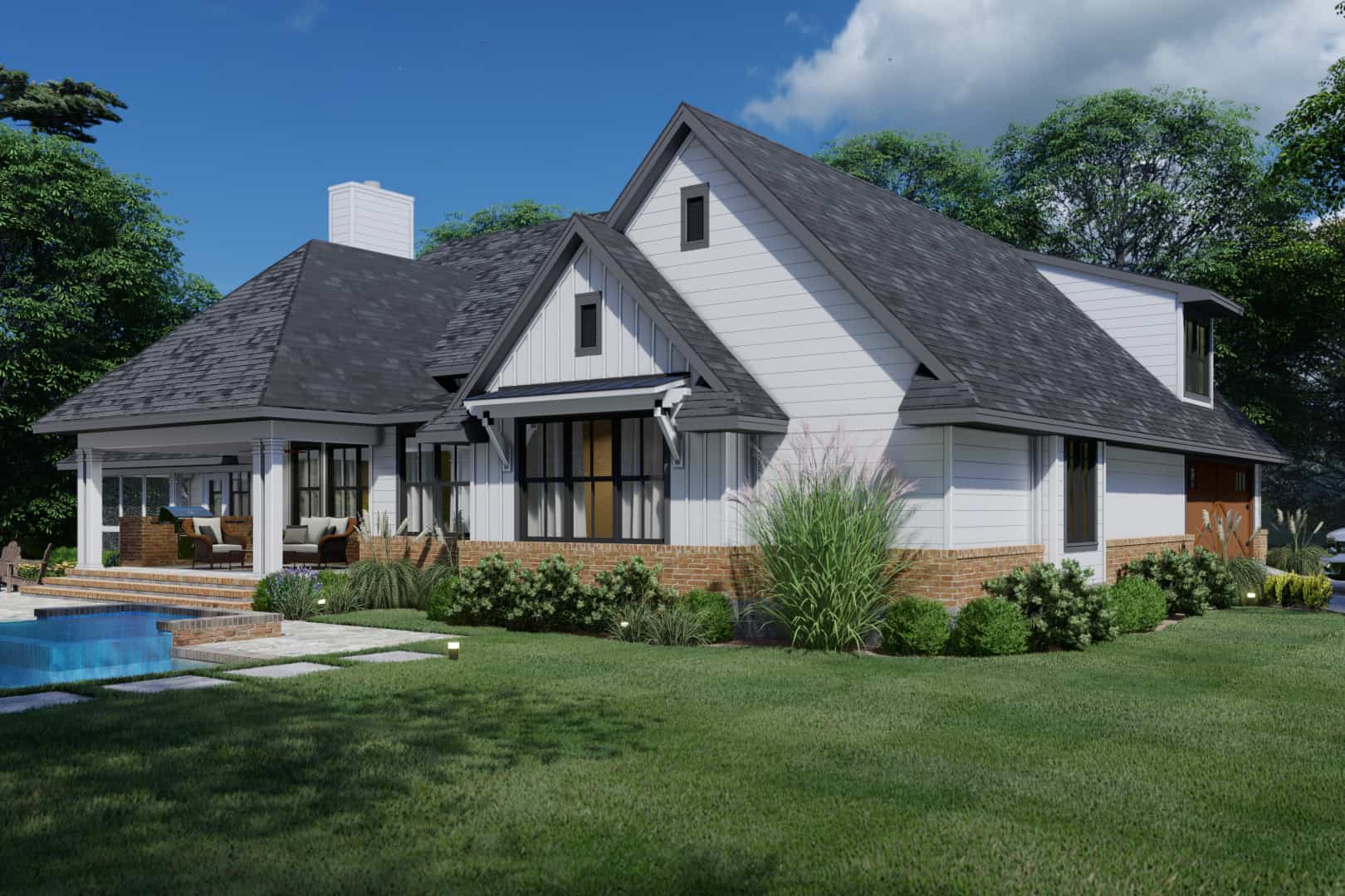 Rear View of this 4-Bedroom, 3077 Sq Ft Plan - 117-1142