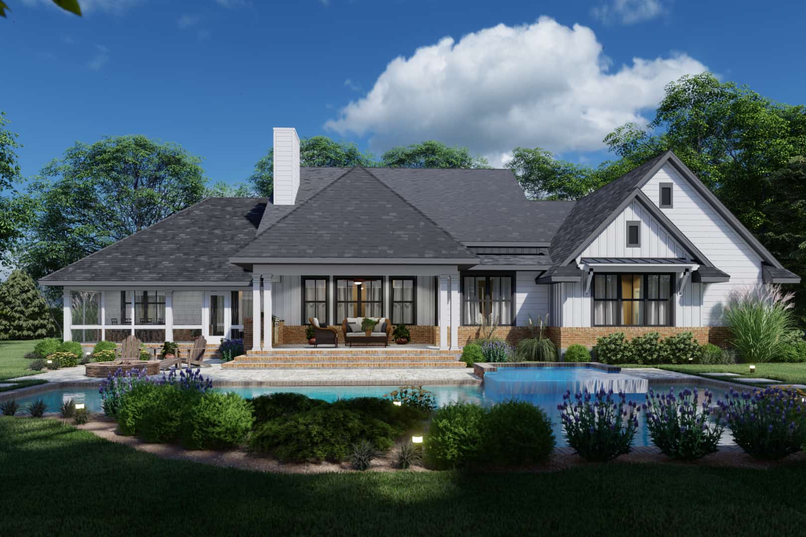 Rear View of this 4-Bedroom, 3077 Sq Ft Plan - 117-1142