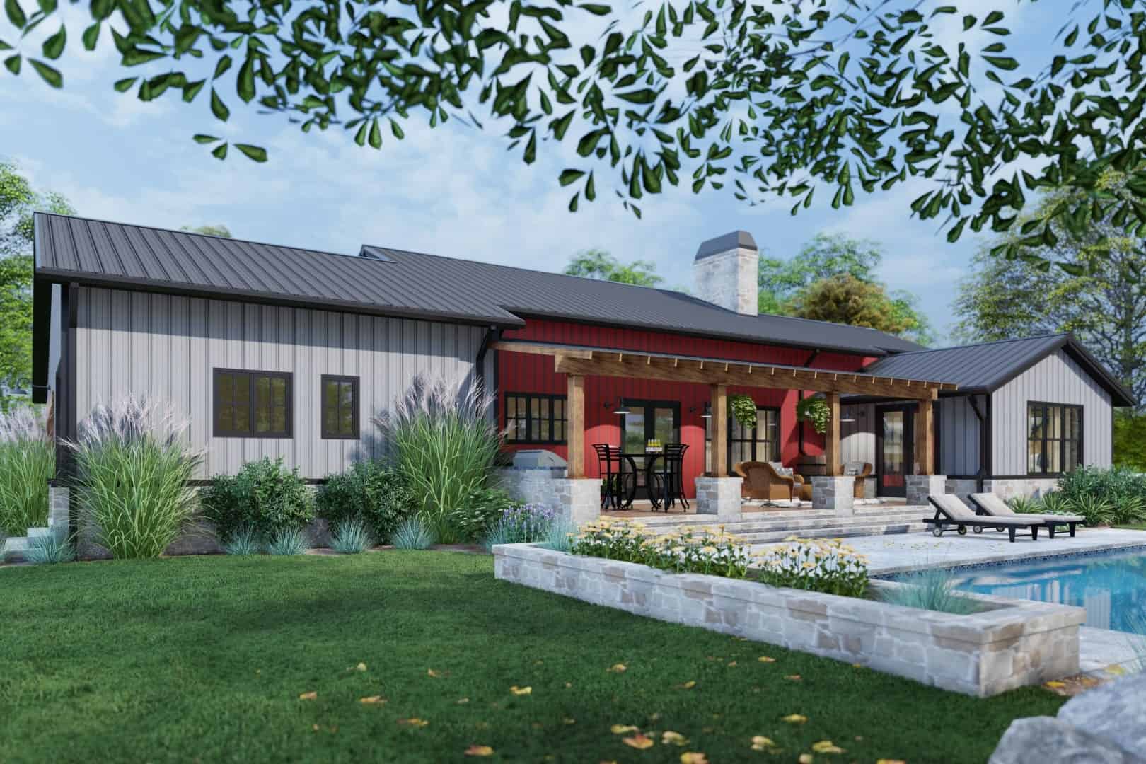 Rear View of this 3-Bedroom, 2486 Sq Ft Plan - 117-1143