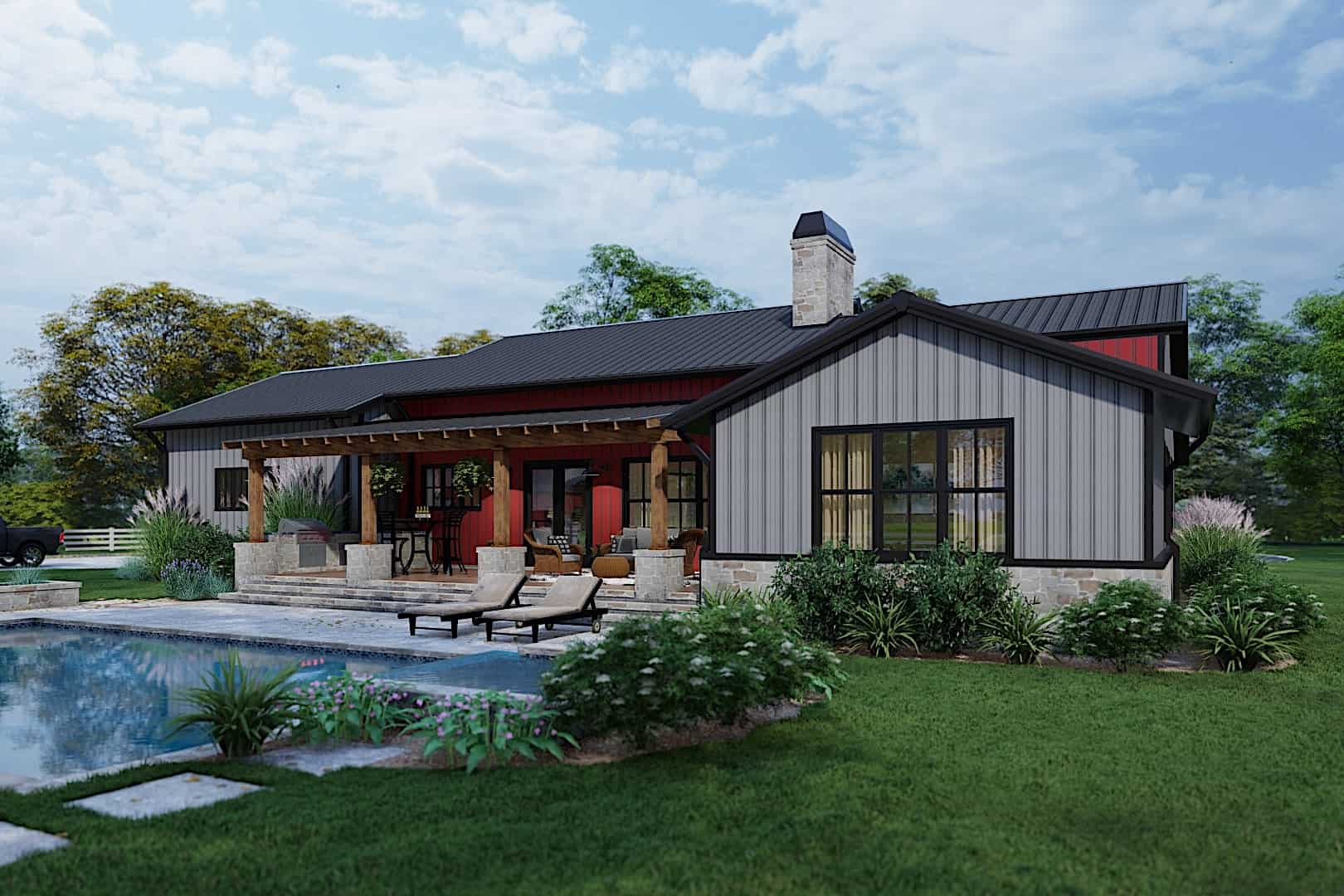 Rear View of this 3-Bedroom, 2486 Sq Ft Plan - 117-1143