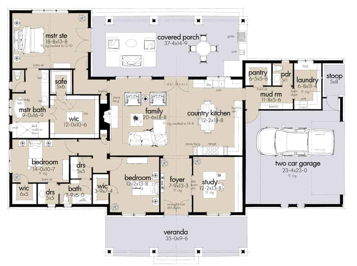 Main Level of Ranch Plan #117-1143