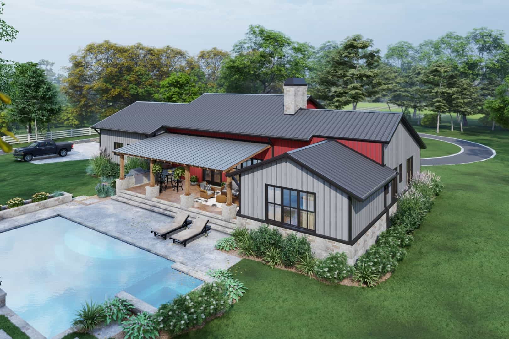 Rear View of this 3-Bedroom, 2486 Sq Ft Plan - 117-1143