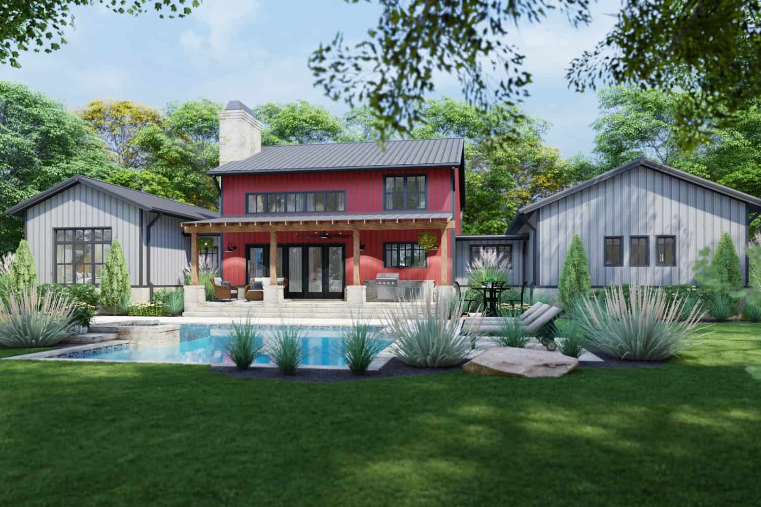 Home Plan Rear Elevation of this 3-Bedroom,3177 Sq Ft Plan -117-1144