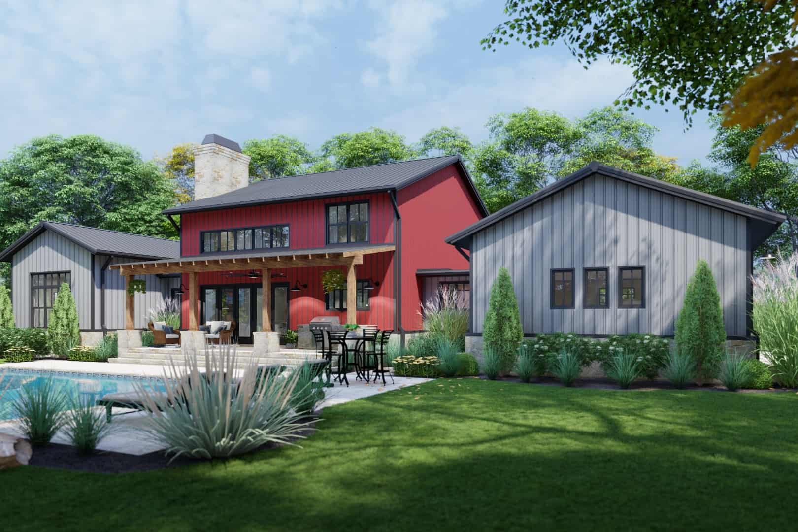 Rear View of this 3-Bedroom, 3177 Sq Ft Plan - 117-1144