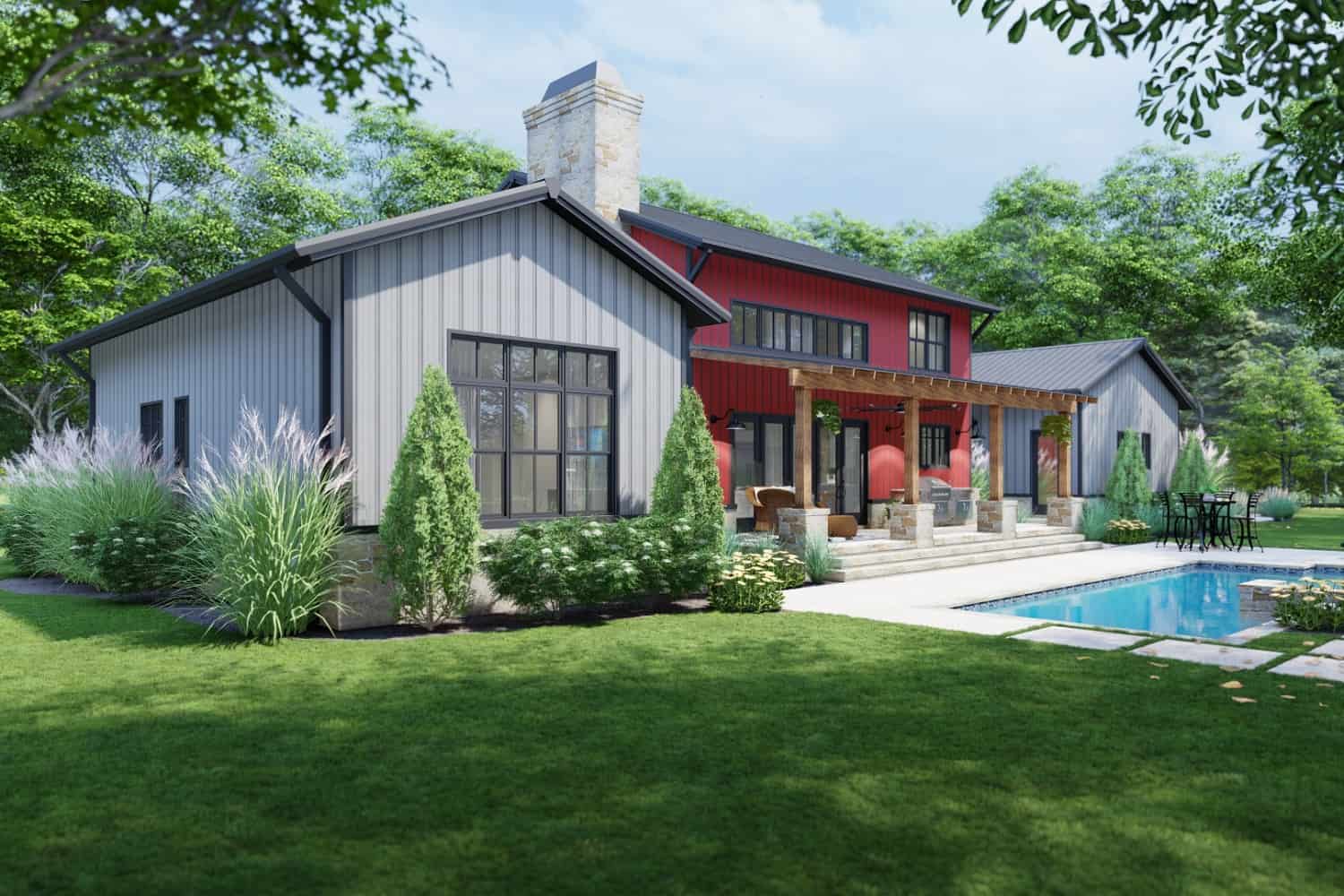 Rear View of this 3-Bedroom, 3177 Sq Ft Plan - 117-1144
