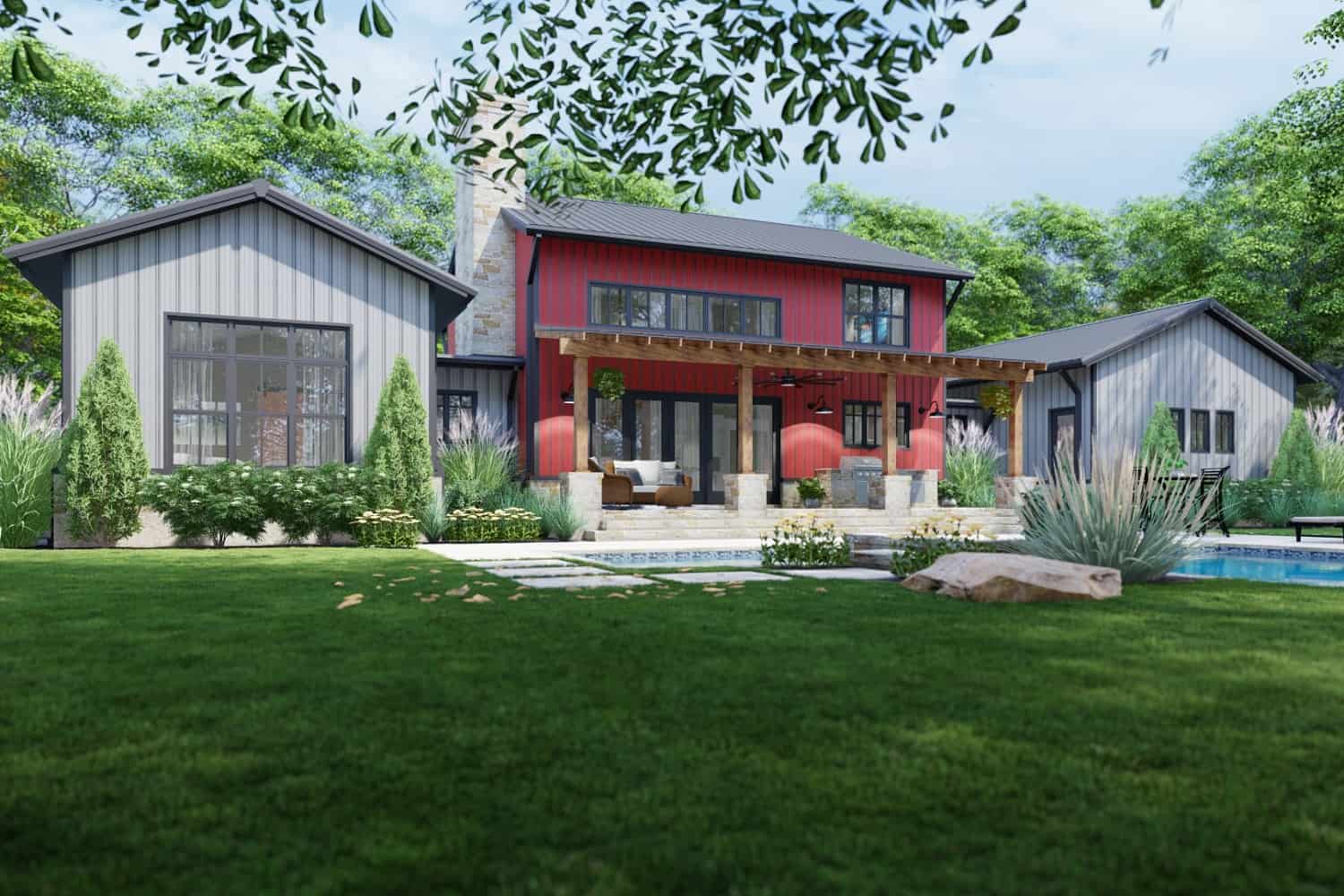 Rear View of this 3-Bedroom, 3177 Sq Ft Plan - 117-1144