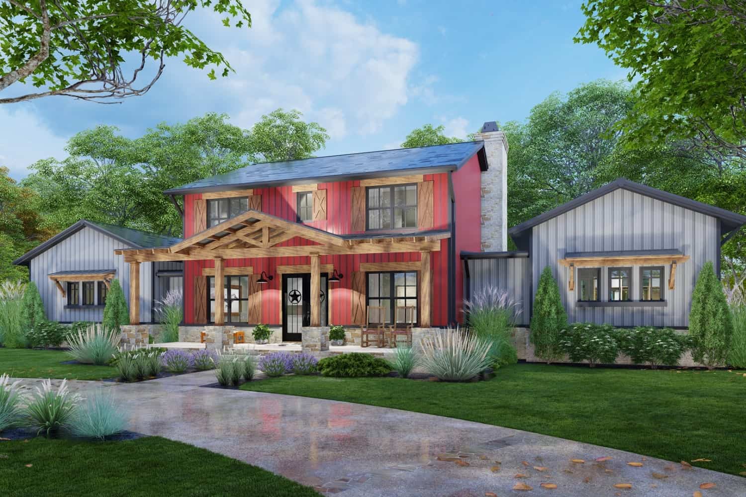 Front elevation of Farmhouse home (ThePlanCollection: House Plan #117-1144)