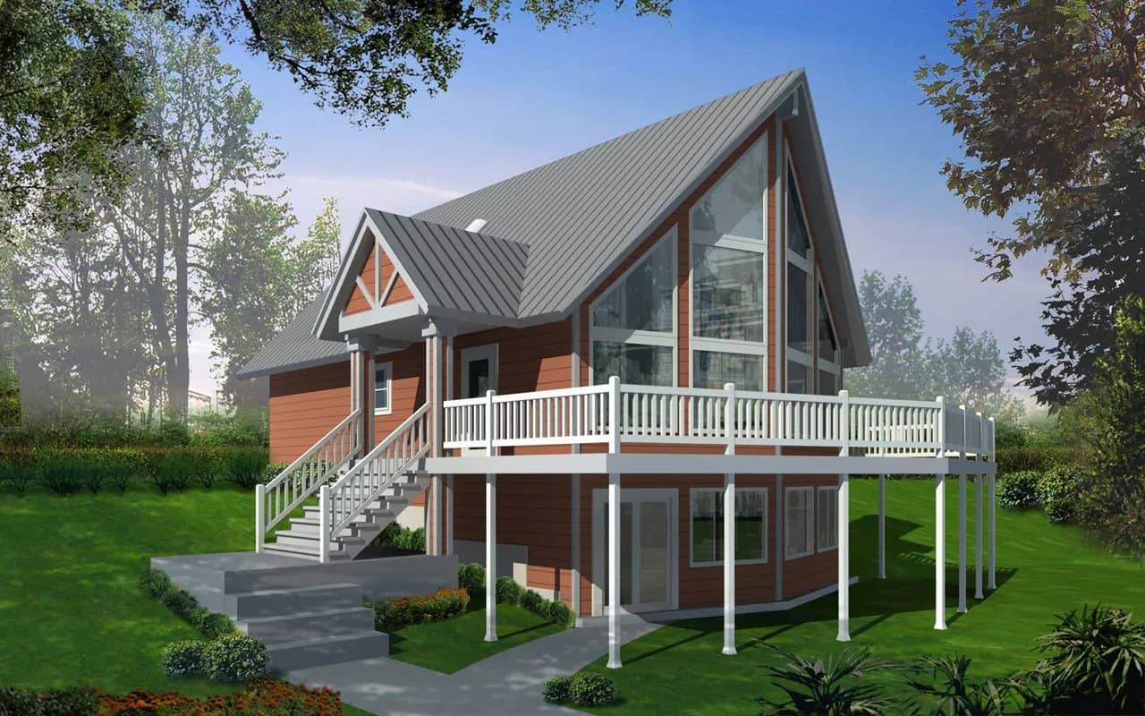 Front elevation of Contemporary home (ThePlanCollection: House Plan #119-1000)