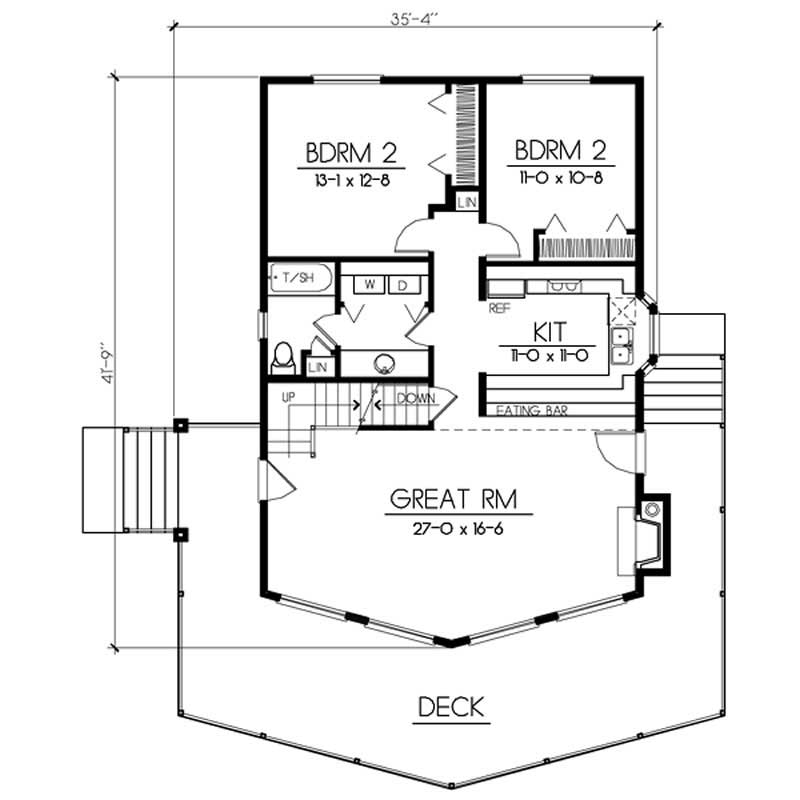 Floor Plan First Story of Contemporary Plan #119-1000