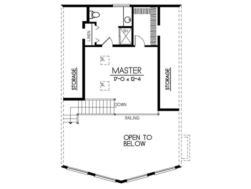 Floor Plan Second Story of Contemporary Plan #119-1000