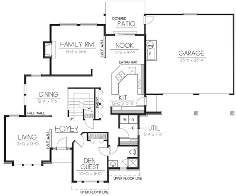Floor Plan First Story of Traditional Plan #119-1002
