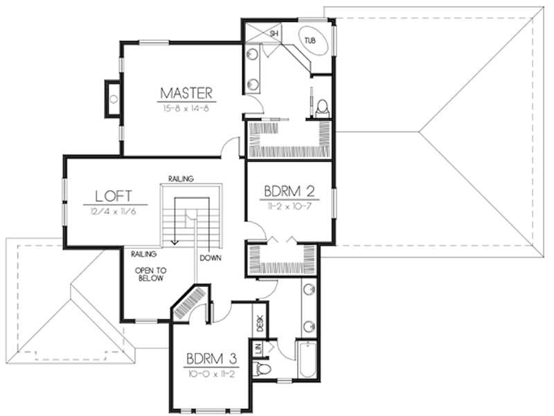 Floor Plan Second Story of Traditional Plan #119-1002