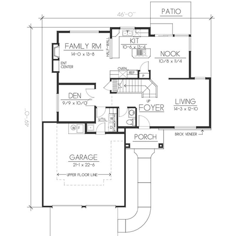 Floor Plan First Story of Traditional Plan #119-1003