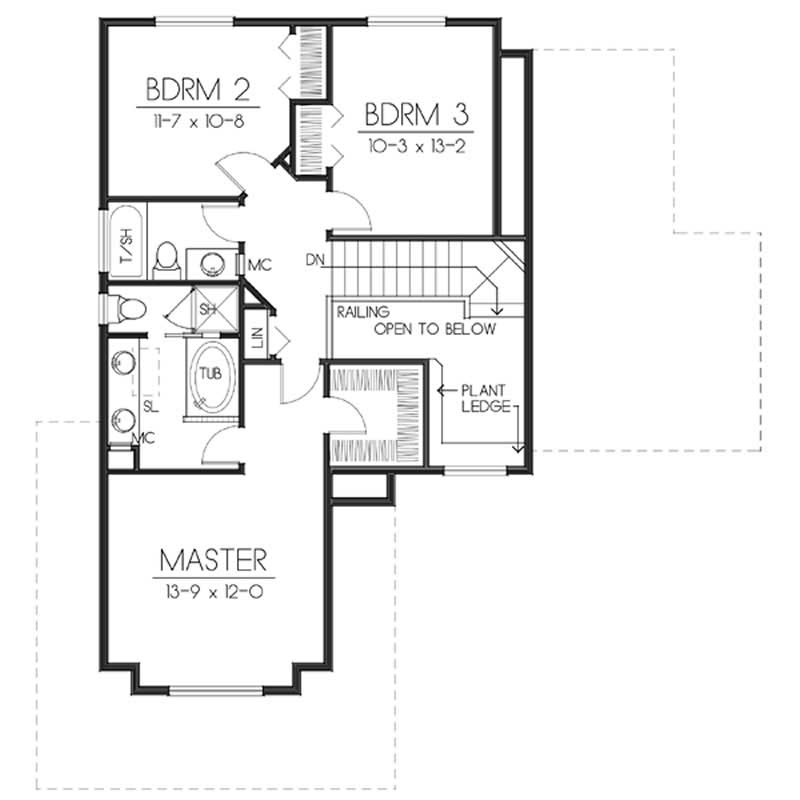 Floor Plan Second Story of Traditional Plan #119-1003