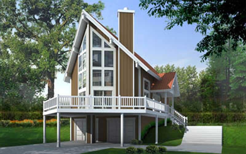 Front elevation of Contemporary home (ThePlanCollection: House Plan #119-1004)