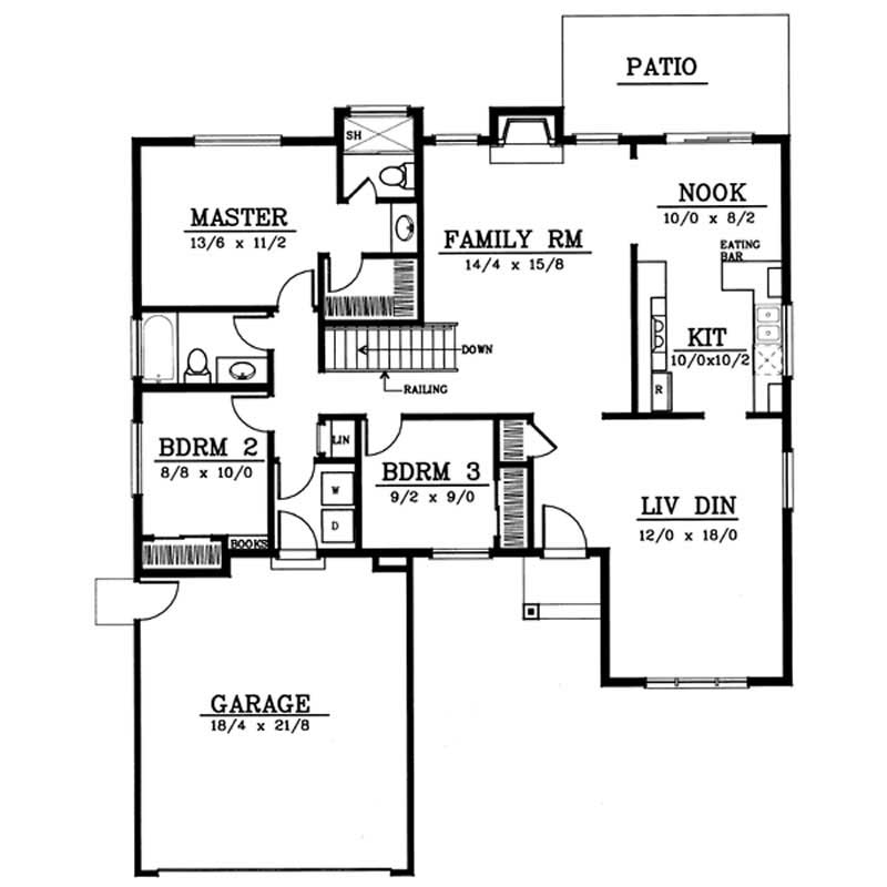 Floor Plan First Story of Ranch Plan #119-1010