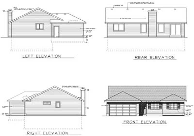 Home Plan Rear Elevation of this 3-Bedroom,1252 Sq Ft Plan -119-1013