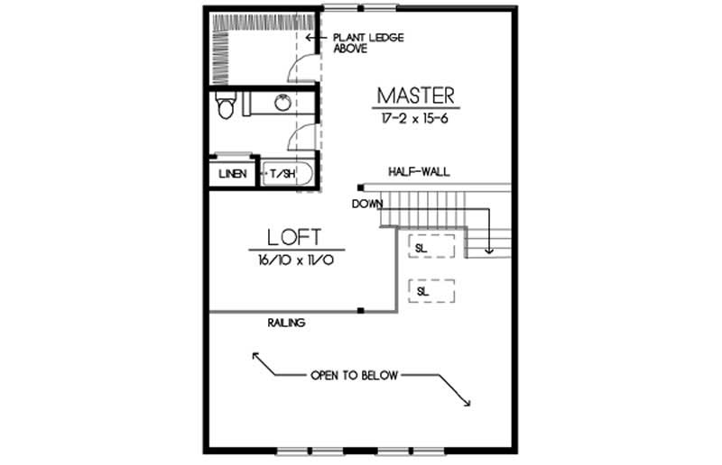 Floor Plan Second Story of Contemporary Plan #119-1014